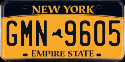 NY license plate GMN9605