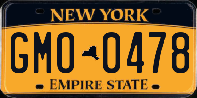 NY license plate GMO0478