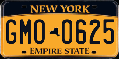 NY license plate GMO0625