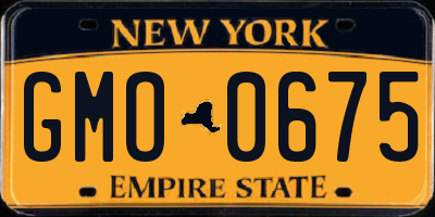 NY license plate GMO0675
