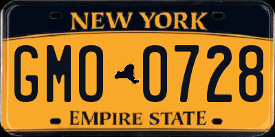 NY license plate GMO0728