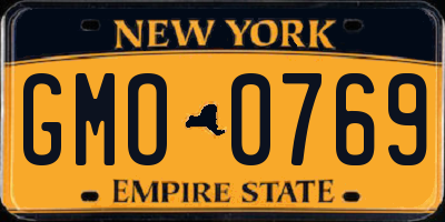 NY license plate GMO0769
