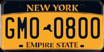 NY license plate GMO0800