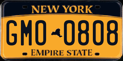 NY license plate GMO0808