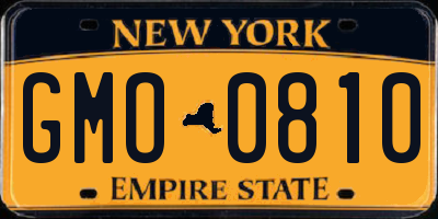 NY license plate GMO0810