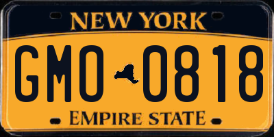 NY license plate GMO0818