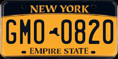 NY license plate GMO0820