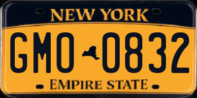 NY license plate GMO0832