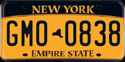 NY license plate GMO0838