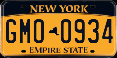 NY license plate GMO0934