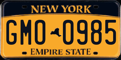 NY license plate GMO0985