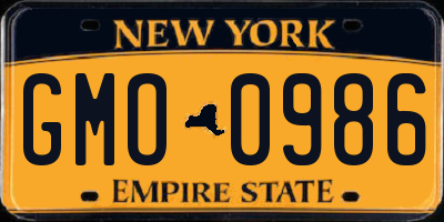 NY license plate GMO0986
