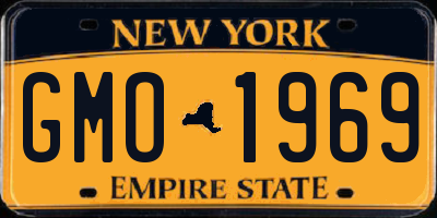NY license plate GMO1969