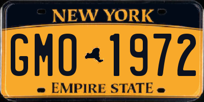 NY license plate GMO1972