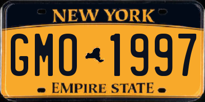 NY license plate GMO1997