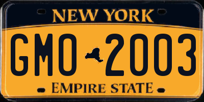 NY license plate GMO2003