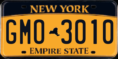 NY license plate GMO3010