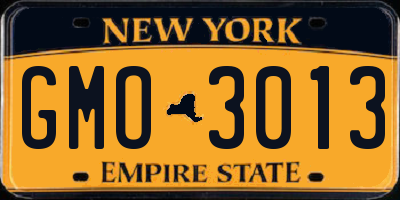 NY license plate GMO3013