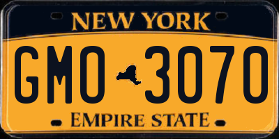 NY license plate GMO3070
