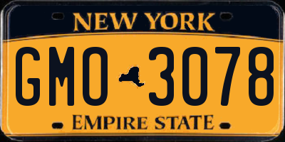 NY license plate GMO3078