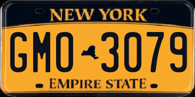 NY license plate GMO3079