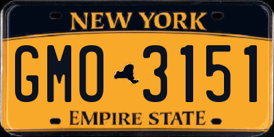 NY license plate GMO3151