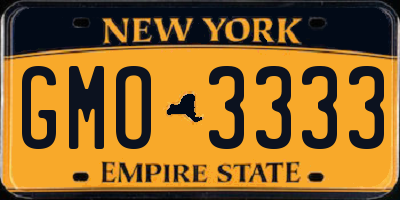 NY license plate GMO3333