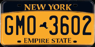NY license plate GMO3602