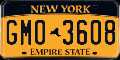 NY license plate GMO3608