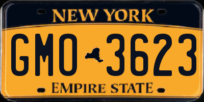 NY license plate GMO3623