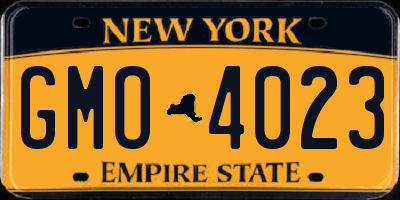 NY license plate GMO4023