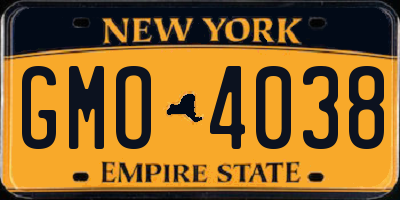 NY license plate GMO4038