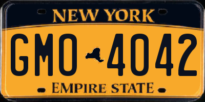 NY license plate GMO4042