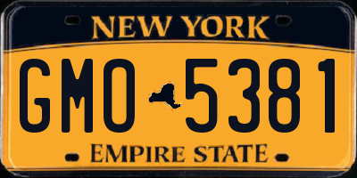 NY license plate GMO5381