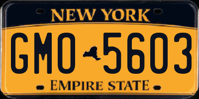 NY license plate GMO5603