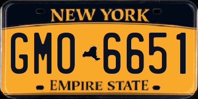 NY license plate GMO6651