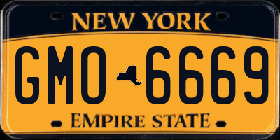 NY license plate GMO6669