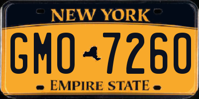 NY license plate GMO7260