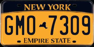 NY license plate GMO7309