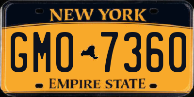 NY license plate GMO7360