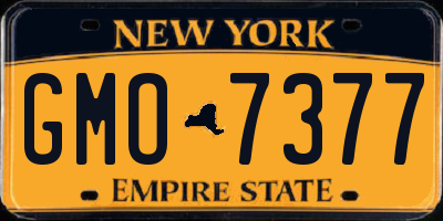 NY license plate GMO7377