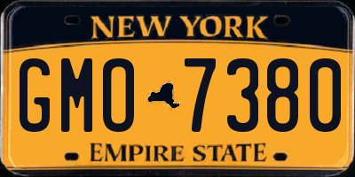 NY license plate GMO7380