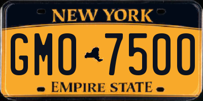 NY license plate GMO7500