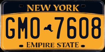 NY license plate GMO7608
