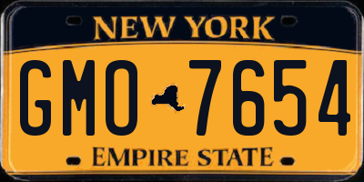 NY license plate GMO7654