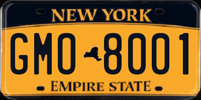 NY license plate GMO8001