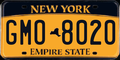 NY license plate GMO8020