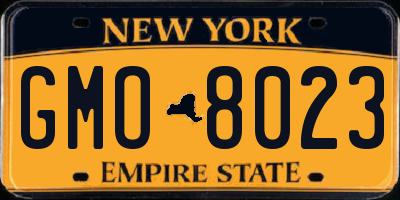 NY license plate GMO8023