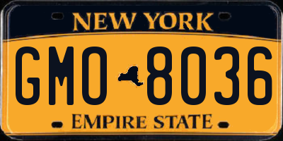 NY license plate GMO8036