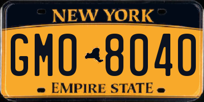 NY license plate GMO8040